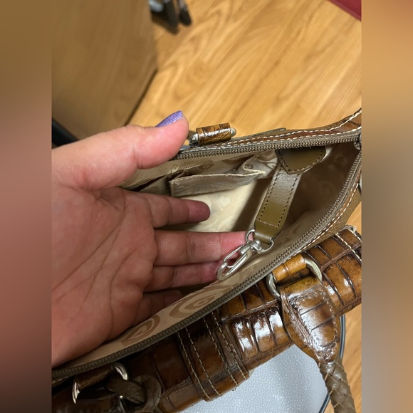 Brighton Brown Crock Embossed Pebbled Leather Handbag EUC - Picture 13 of 17